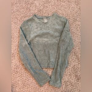 Dynamic Gray Sage Green Terry Crop Top